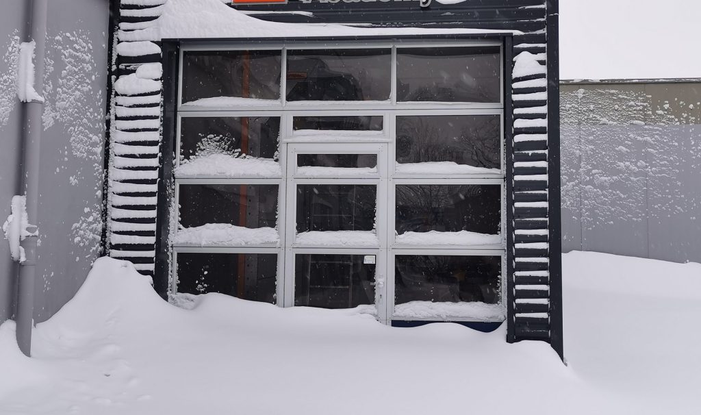 Isolated Compact door in the snow