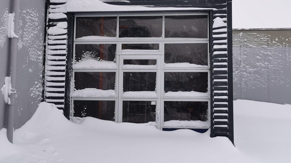 Isolated Compact door in the snow