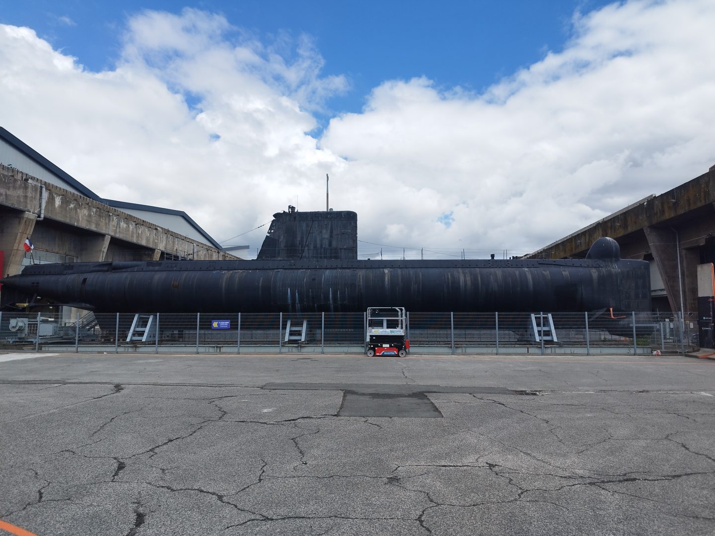 Submarine at submarine base in Lorient