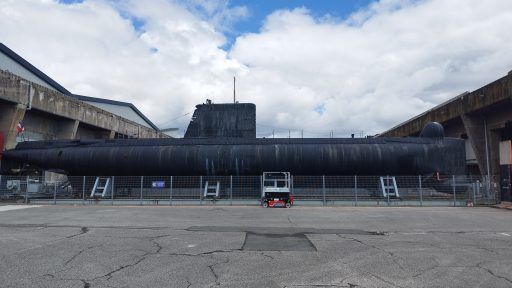 Submarine at submarine base in Lorient